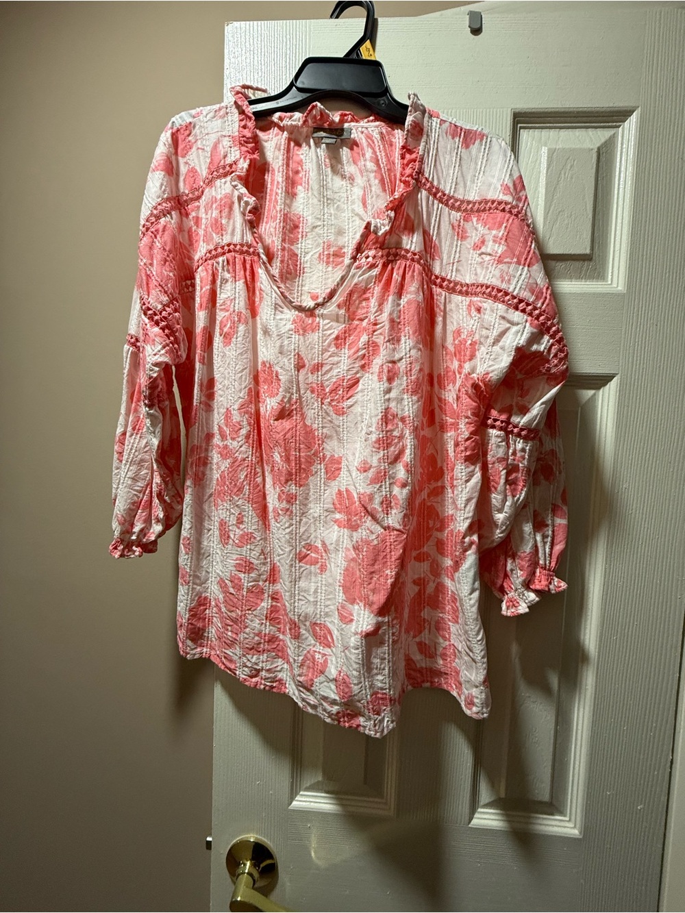 Style & Co Women's Pink Floral Peasant Blouse